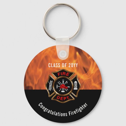 おめでとうございます消防士フレイムス教室 |名前 キーホルダー (正面)