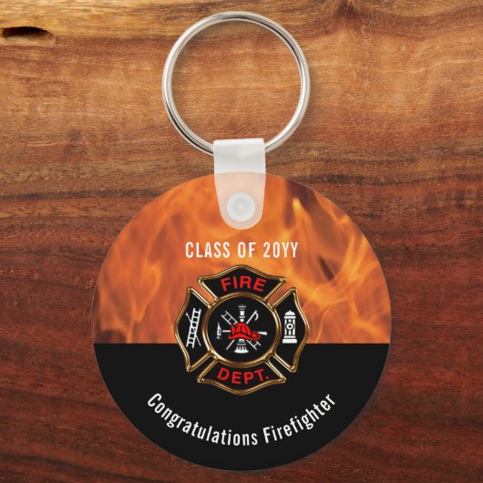 おめでとうございます消防士フレイムス教室 |名前 キーホルダー (正面)