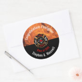 おめでとうございます消防士フレイムス教室 |名前 ラウンドシール (封筒)