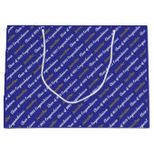 おめでとうございます深いブルーホワイト金ゴールドクラス2025 ラージペーパーバッグ (正面)