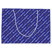 おめでとうございます深いブルーホワイト金ゴールドクラス2025 ラージペーパーバッグ (裏面)