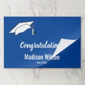 おめでとうございます深いブルー&ホワイト卒業 ペーパーパッド (折り畳み)