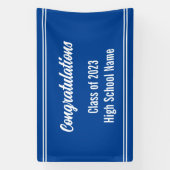 おめでとうございます深いブルー&ホワイト高校 横断幕 (縦)