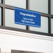 おめでとうございます深いブルー&ホワイト高校 横断幕 (ビルの外側)