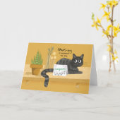 おめでとうございます猫おもしろいと新プラントプン カード (黄色い花)