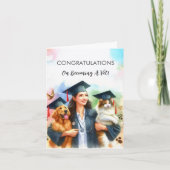 おめでとうございます獣医かわいい犬と猫 カード (正面)