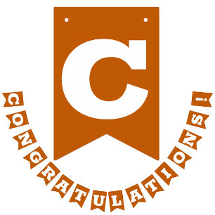 おめでとうございます白い焦げたオレンジ バンティングフラッグ