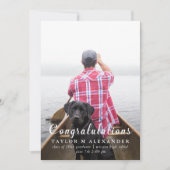 おめでとうございます白黒の幾何学的パターン 案内状 (正面)