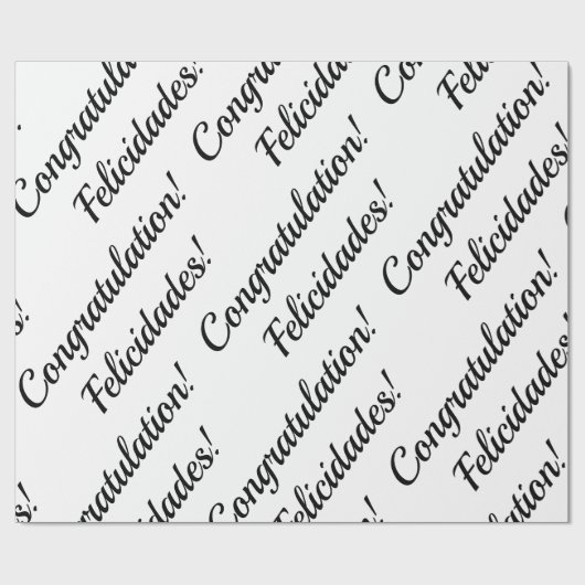 おめでとうございます白黒バイリンガル文字 ラッピングペーパー (フラット)