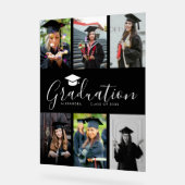 おめでとうございます白黒卒業式6写真 アクリルサイン (傾斜)