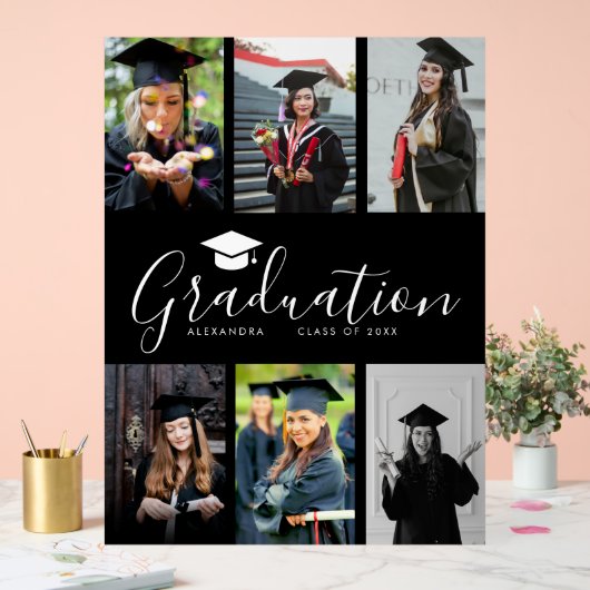 おめでとうございます白黒卒業式6写真 アクリルサイン (ウェディング)