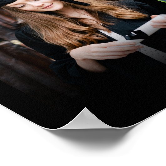 おめでとうございます白黒卒業式6写真 ポスター (角)