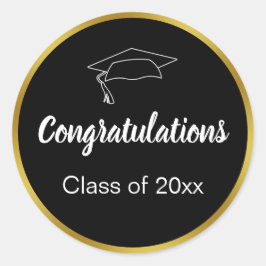 おめでとうございます白黒金ゴールドクラス卒業 ラウンドシール