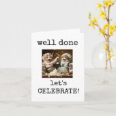 おめでとうございます祝より猫熱狂するたち カード (黄色い花)