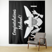 おめでとうございます米国ヴァージン諸島国旗の白黒 タペストリー (インサイチュ)