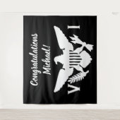 おめでとうございます米国ヴァージン諸島国旗の白黒 タペストリー (正面)