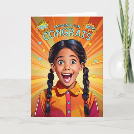 おめでとうございます素晴らしい仕事ラテンアメリカの女の子 カード (正面)