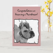 おめでとうございます美容師ボクサーあいさつカード カード (黄色い花)