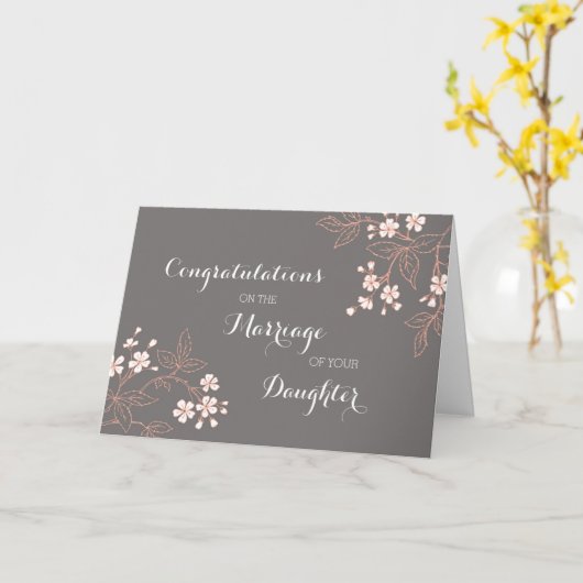 おめでとうございます花嫁の親ヴィンテージ カード (黄色い花)