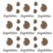 おめでとうございます茶色のアゲートヘードスライスステッカー シール (正面)