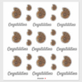 おめでとうございます茶色のアゲートヘードスライスステッカー シール (シート)