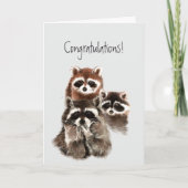おめでとうございます誇りを持ったおもしろいアライグマ カード (正面)