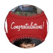 おめでとうございます赤い卒業キャップ2写真 野球ボール (裏面)