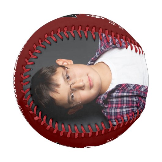 おめでとうございます赤い卒業キャップ2写真 野球ボール (正面左)