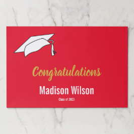 おめでとうございます赤い白の金ゴールドスクリプトの卒業 ペーパーパッド