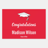 おめでとうございます赤と白の学位卒業 ラッピングペーパーシート (正面)