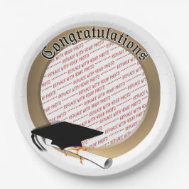 'おめでとうございます'金ゴールドの卒業写真フレーム ペーパープレート