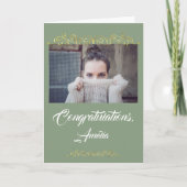 おめでとうございます金ゴールドオーナメント写真卒業 カード (正面)