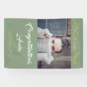 おめでとうございます金ゴールドオーナメント写真卒業 横断幕 (横)