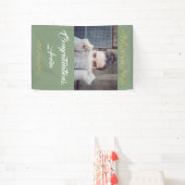 おめでとうございます金ゴールドオーナメント写真卒業 横断幕 (インサイチュ)