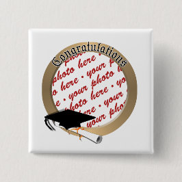 'おめでとうございます'金ゴールドフォトフレーム 缶バッジ