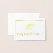 おめでとうございます金ゴールドリーフ卒業シック 箔カード (封筒付き正面)