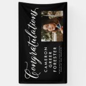 おめでとうございます黒写真 横断幕 (縦)