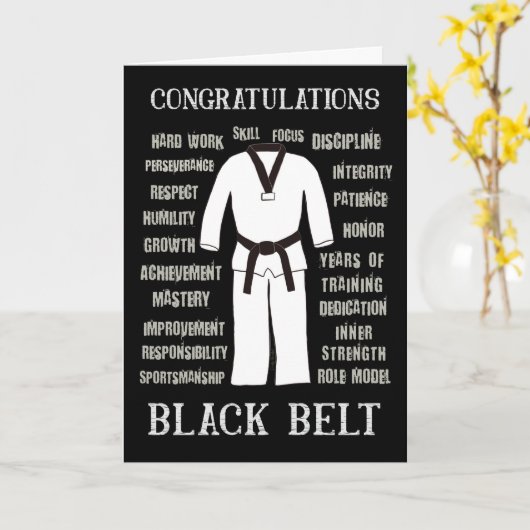 おめでとうございます黒帯太興国道空手柔道 カード (黄色い花)