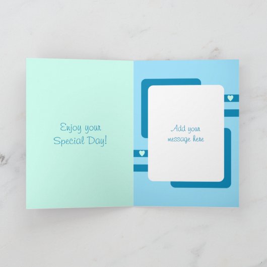 おめでとうございます100歳の誕生日フローラブルー・グリーン カード (内部)