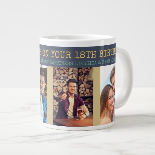 おめでとうございます18誕生日4写真 ジャンボコーヒーマグカップ (正面右)
