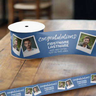 おめでとうございます2フォトコラージュ – カラー編集が可能 サテンリボン