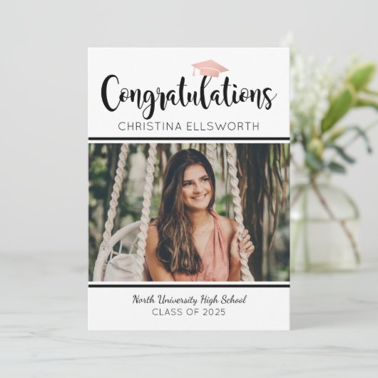 おめでとうございます2025バラ金ゴールド卒業写真 招待状 (スタンド正面)