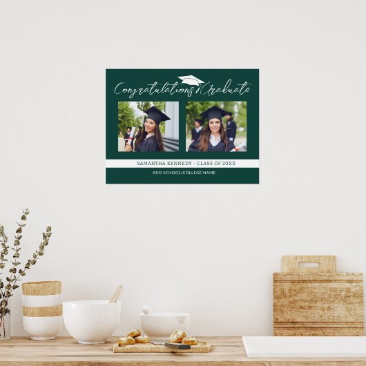 おめでとうございます2025年緑と白の写真 ポスター (キッチン)