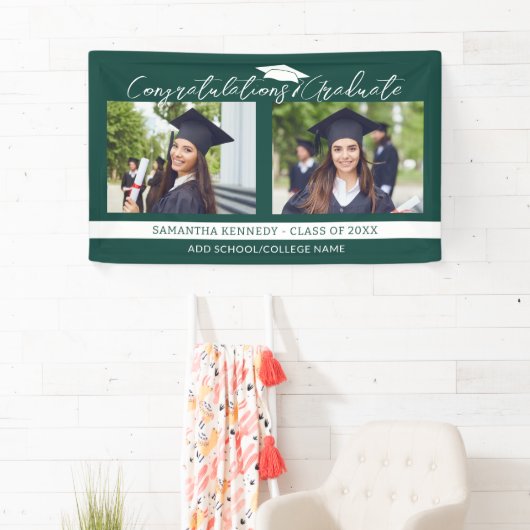 おめでとうございます2025年緑と白の写真 横断幕 (インサイチュ)