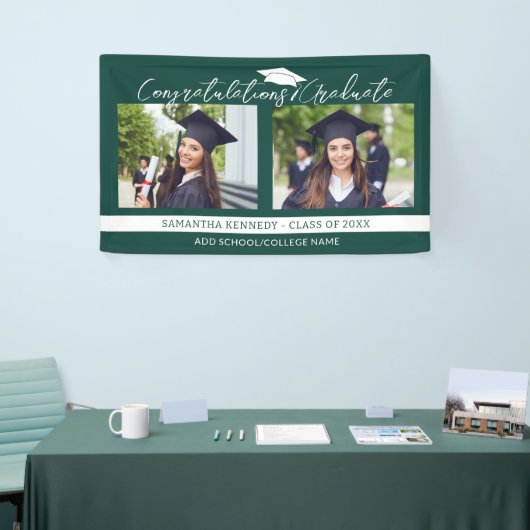 おめでとうございます2025年緑と白の写真 横断幕 (トレードショー)