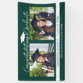 おめでとうございます2025年緑と白の写真 横断幕 (縦)