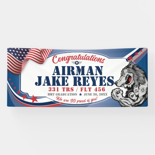 おめでとうございます331 Wolfpack空軍卒業 横断幕 (横)