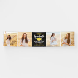 おめでとうございます4フォトブラック&イエロー卒業 横断幕