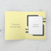 おめでとうございます90歳の誕生日フローラ灰色の黄色 カード (内部)