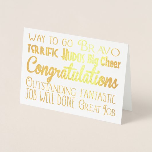 おめでとうございます – おめでとう – ジョブの完了 箔カード (正面)